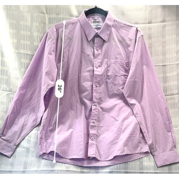 BERLIONI, MEN DRESS SHIRT, long sleeve, COLOR PURPLE, PINK, SIZE 20 - Picture 5 of 11